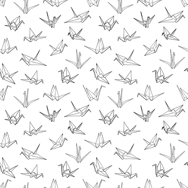 无缝图案背景的手绘涂鸦鹤鸟 — 图库矢量图片