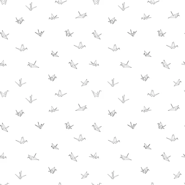 Seamless pattern background of hand drawn doodle crane birds — Stock Vector