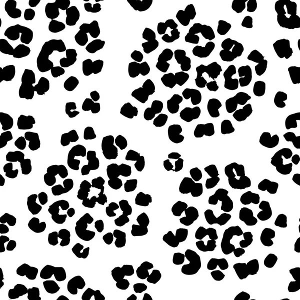 ヒョウ プリントのシームレスな背景パターン。黒と白 — ストックベクタ