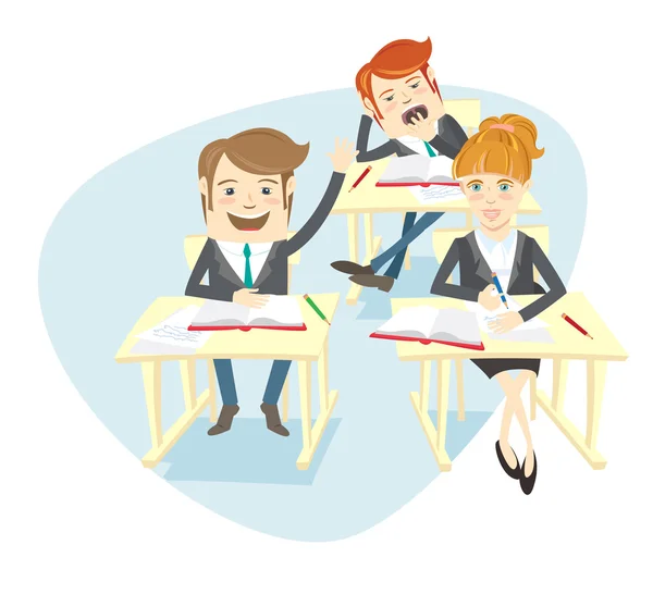 Lucu kelompok siswa univercity atau siswa sekolah di theyr des — Stok Ilustrasi Lucu kelompok siswa univercity atau siswa sekolah di theyr des Stok Ilustrasi