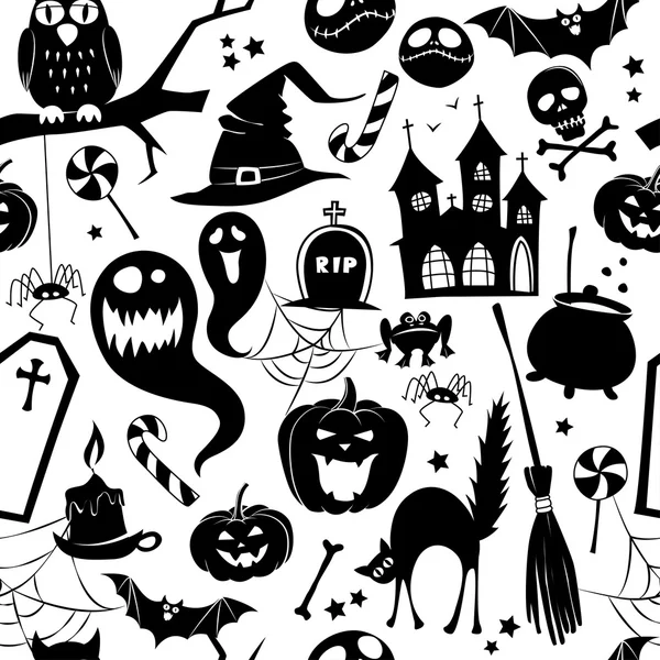 Patrón abstracto de fondo transparente en blanco y negro para hallowe — Vector de stock