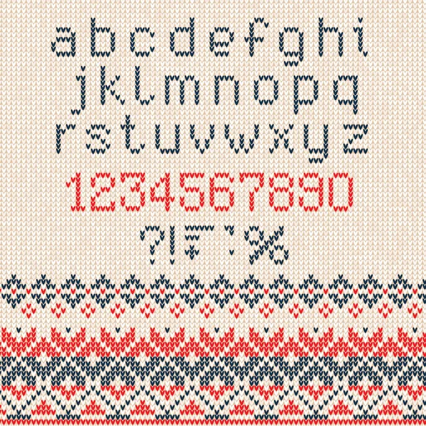 Handgestrickte abstrakte Hintergrundmuster mit Alphabet, lowe — Stockvektor