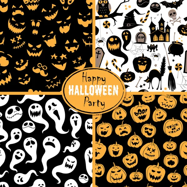 Conjunto de patrón abstracto de fondo sin costuras para halloween con p — Vector de stock