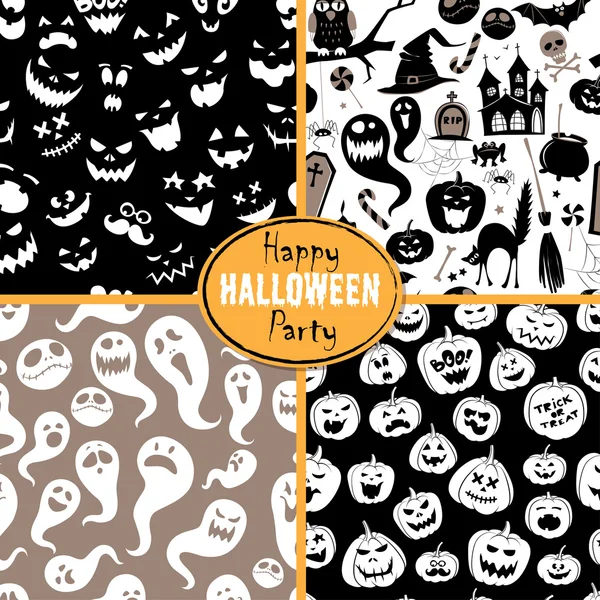 Conjunto de patrón abstracto de fondo sin costuras para halloween con p — Vector de stock