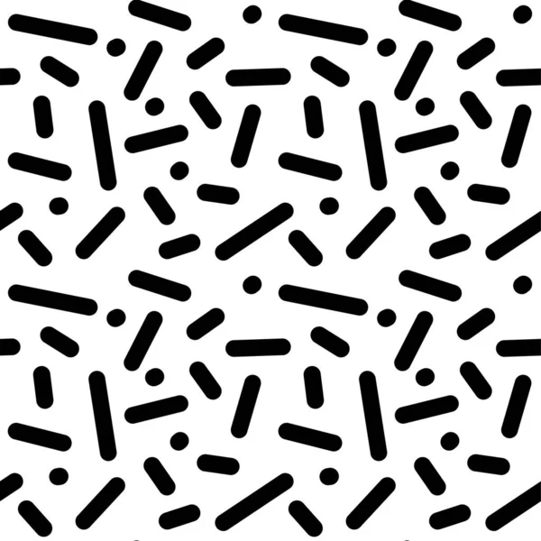 Ligne Sans Couture Motif Memphis Doodle Mode Texture Noir Blanc — Image vectorielle