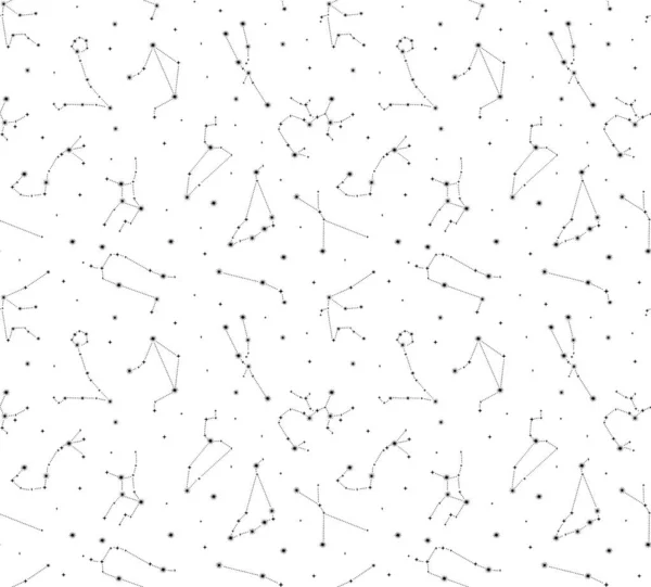 Зоряне Небо Сузір Ями Астрології Знаками Зодіаку Векторні Ілюстрації Каракулі — стоковий вектор