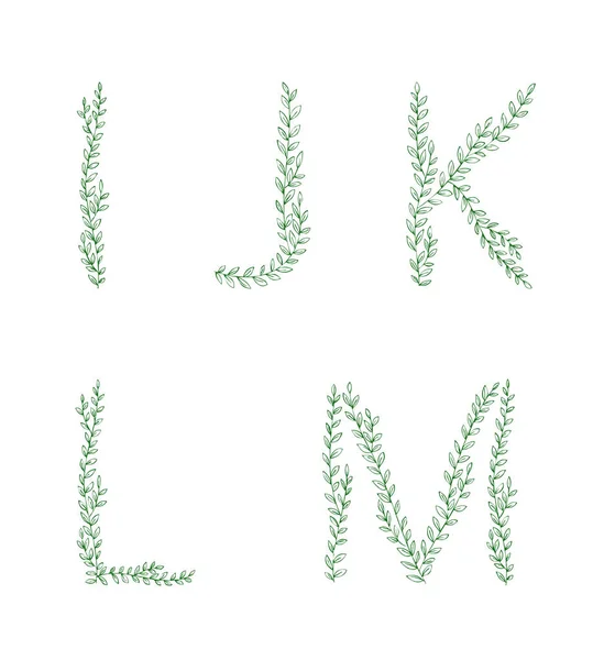 Árbol Verde Rama Conjunto Letras Alfabeto Abc Letras Mayúsculas Para — Vector de stock