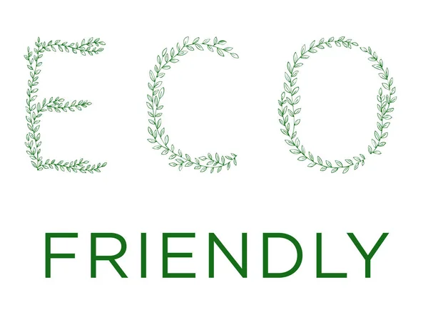 Arkadaşça Eco Harfleri Yeşil Ağaç Dalı Harfleri Logo Tasarımı Için — Stok Vektör