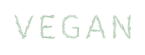 Vegan Písmo Zelená Písmena Větví Stromu Abeceda Abc Písmo Velká — Stockový vektor