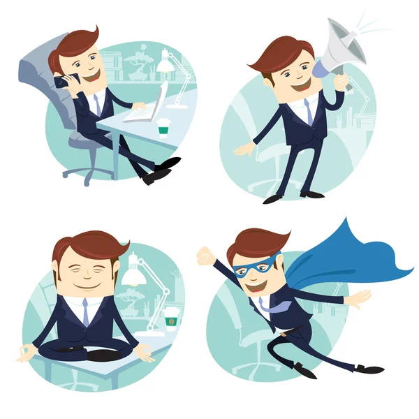 Vector Illustration Office man set — Stock Vector