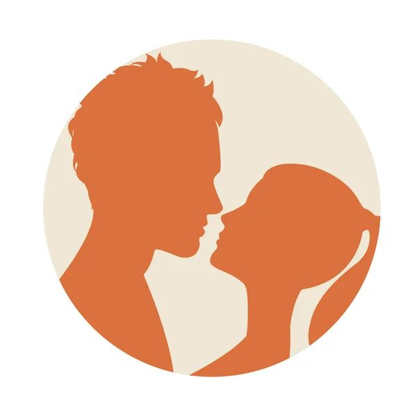 Düz stil çift öpüşme — Stok Vektör