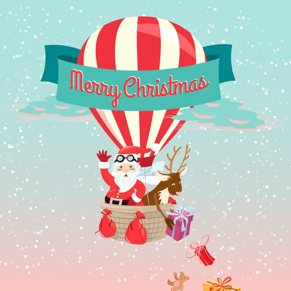 Cartão festivo Feliz Natal com Papai Noel e seu d Ilustrações De Bancos De Imagens Sem Royalties