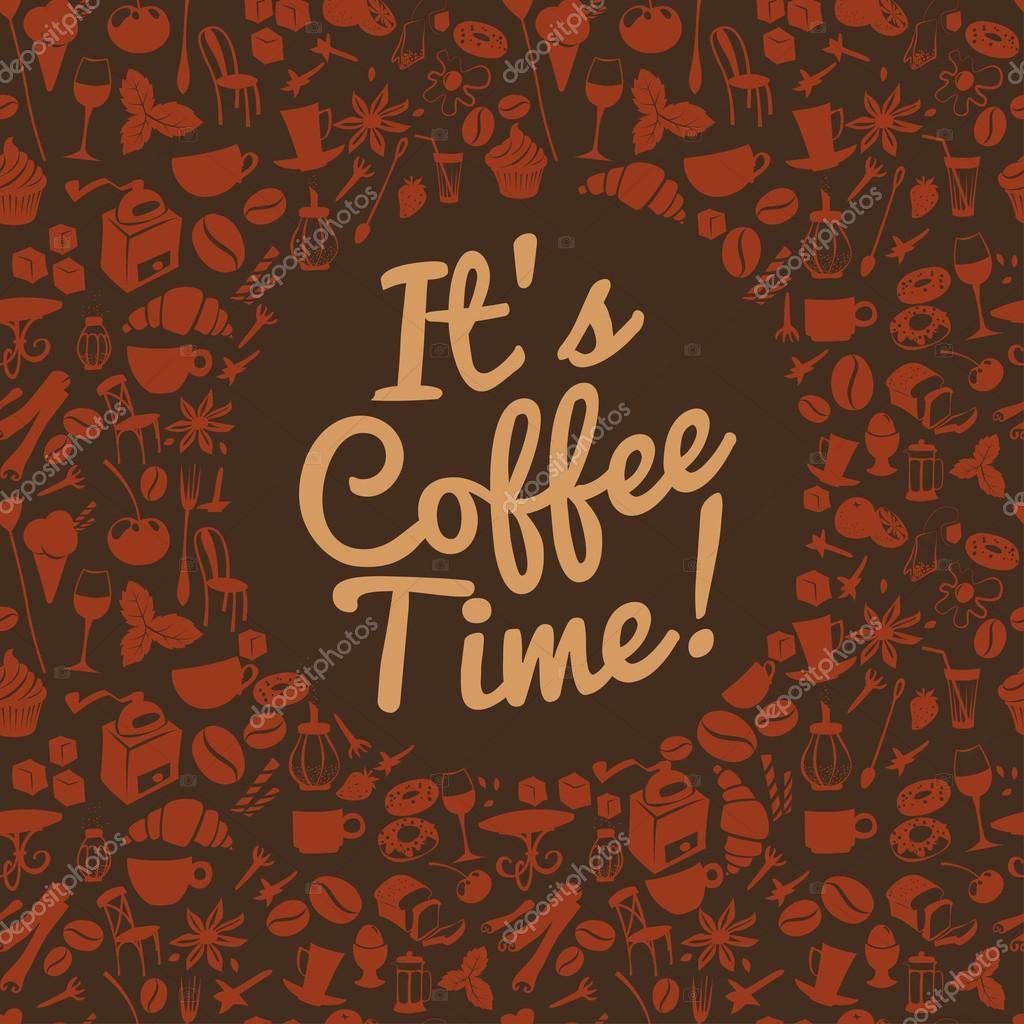 Vector illustration Round frame shape dessert pattern with cafe and food objects. Flat style