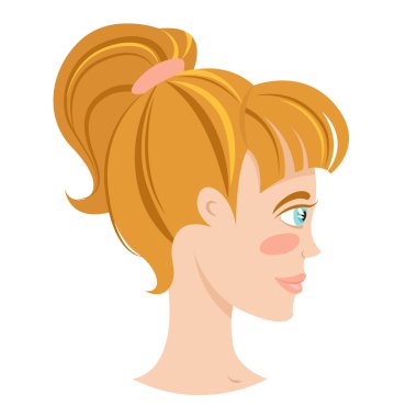 Blonde smiling young woman profile with hair tail. vector Blonde smiling young woman profile with hair tail. vector