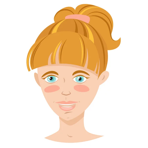 Blonde souriante jeune femme avec queue de cheveux — Image vectorielle
