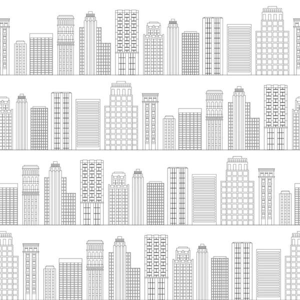 Schema senza soluzione di continuità di grattacieli linea. Bianco e nero — Vettoriale Stock