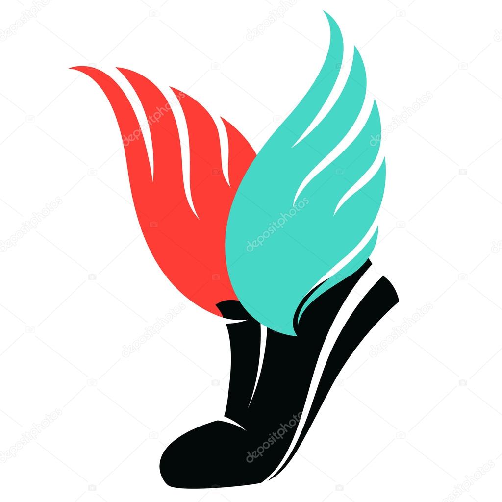 Vector illustration Sport shoes sign with wings