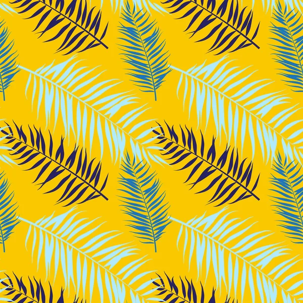 Seamless color palm leaves pattern. Flat style — Stock Vector