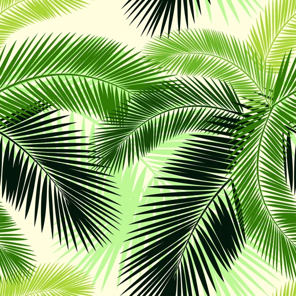 Seamless color palm leaves pattern — Stock Vector