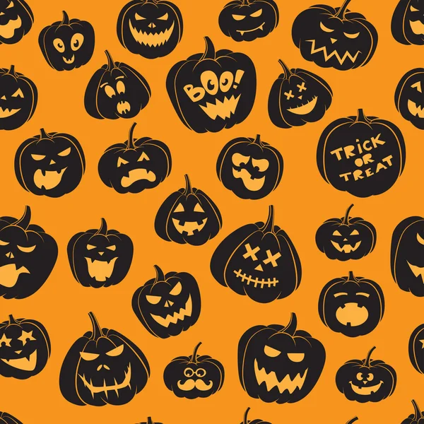 Seamless pattern Of Vintage Happy Halloween pumpkins. Halloween — Stock Vector