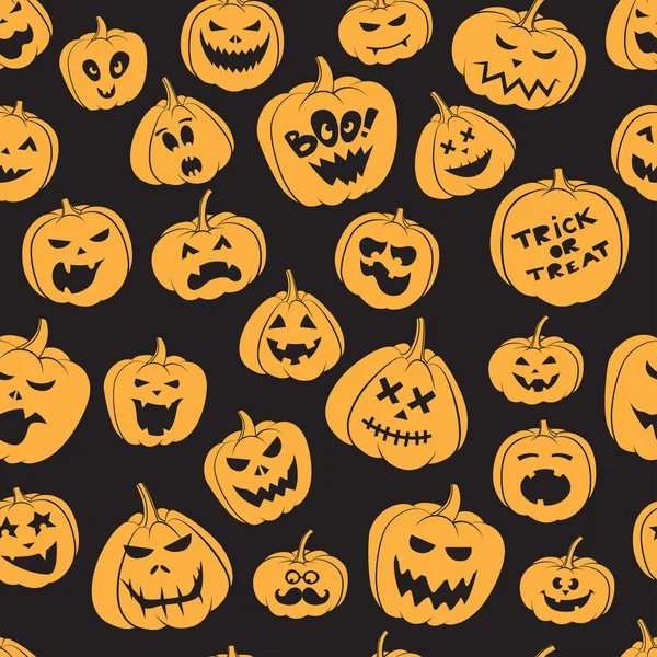 Seamless pattern Of Vintage Happy Halloween pumpkins. Halloween — Stock Vector