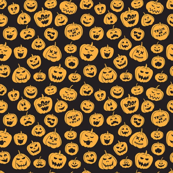 Seamless pattern Of Vintage Happy Halloween pumpkins. Halloween — Stock Vector