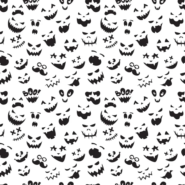 Patrón sin costuras de Vintage Feliz Halloween emotocones planos. Hal. — Vector de stock