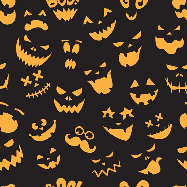 Seamless pattern Of Vintage Happy Halloween flat  emotocons. Hal — Stock Vector