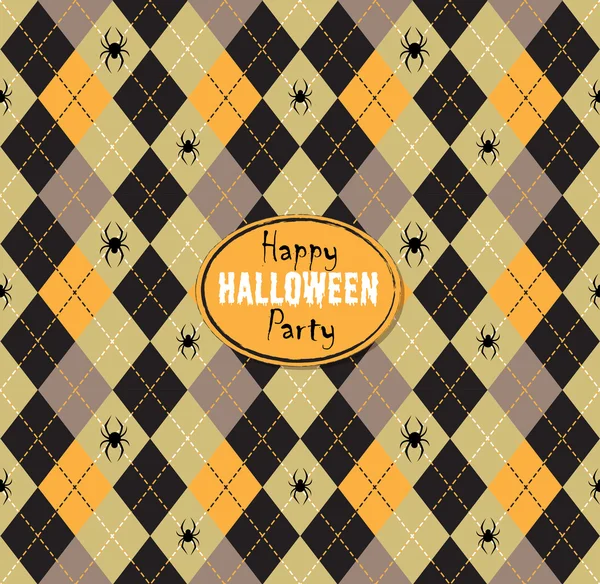 Seamless pattern Of Vintage Happy Halloween Tartan Texture with — Stock vektor