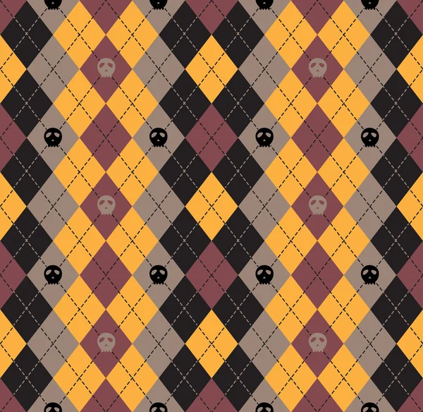 Seamless pattern Of Vintage Happy Halloween Tartan Texture with — Stok Vektör