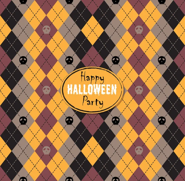 Padrão sem costura de textura de Tartan de Halloween feliz vintage com — Vetor de Stock