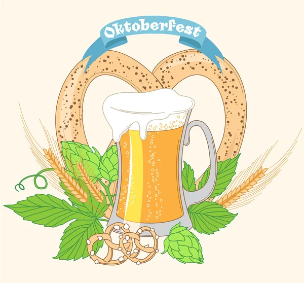 Vintage poster or greeting card for Oktoberfest Beer festival ce — Stock Vector
