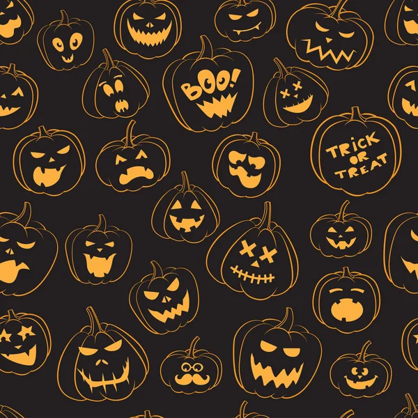 Modello senza soluzione di continuità di zucche Vintage Happy Halloween. Halloween — Vettoriale Stock