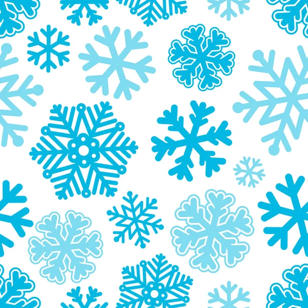 Navidad festiva y Año Nuevo patrón de copos de nieve sin costuras. Azul. — Vector de stock