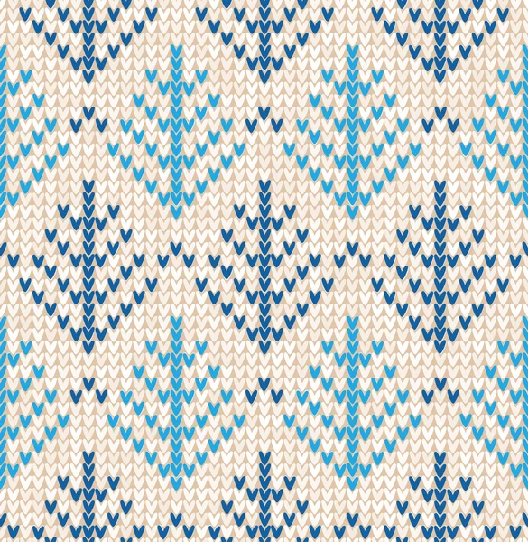 Noël scandinave style plat blanc et bleu coutures tricotées — Image vectorielle