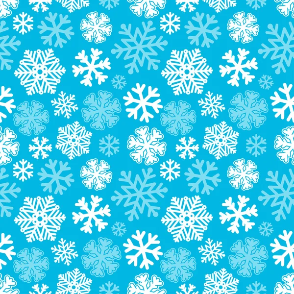 Festive Christmas and New Year seamless snowflakes pattern. Blue — Stock Vector