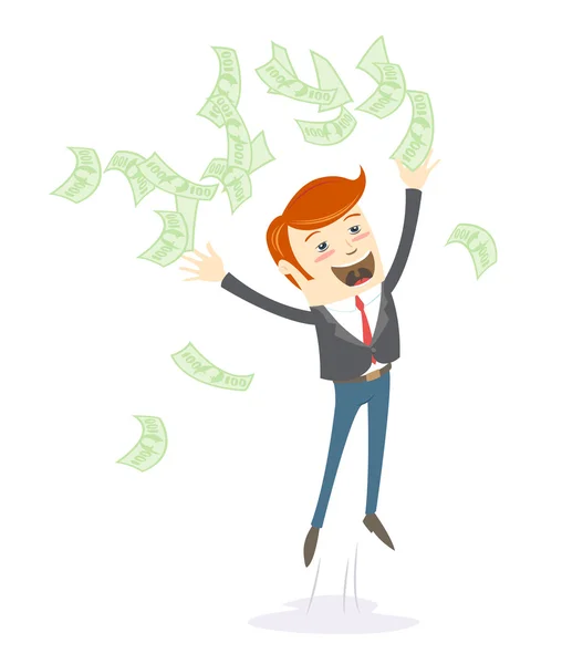 Happy office man hipster  throwing money — Wektor stockowy