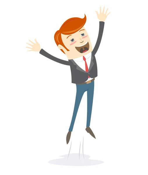 Happy office man hipster jumping — Stock Vector