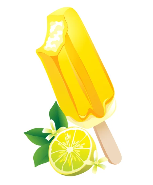 Lemon popsicle Ice-cream. Summer flavor — Stock Vector