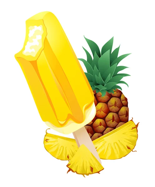 Pineapple popsicle Ice-cream. Summer flavor — Stock vektor