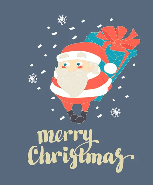 Mignon Père Noël cachant cadeau de Noël dans son dos — Image vectorielle