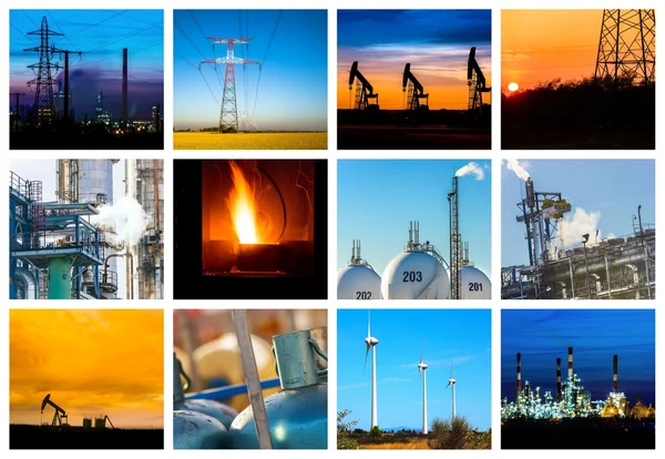 Collage av kraft och energi begrepp — Stockfoto