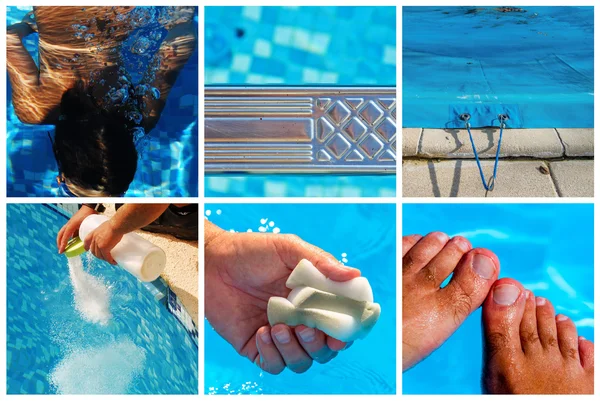 Manutenção da colagem de uma piscina privada — Fotografia de Stock