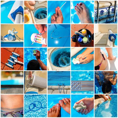 Collage maintenance of a private pool clipart