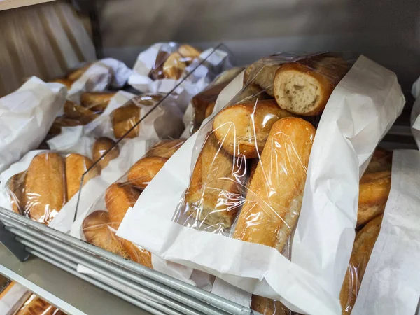 Puilboreau Francia Octubre 2020 Multitudes Pan Baguete Francés Sección Panadería — Foto de Stock