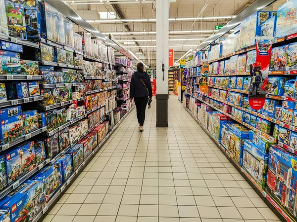 Puilboreau France October 2020 Woman Walking Back View Toy Department — Stock Photo, Image