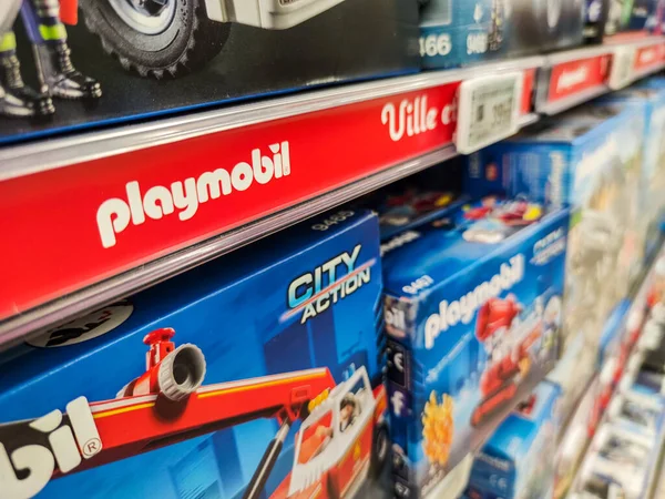 Puilboreau France Жовтня 2020 Вибрана Колекція Коробок Бренду Playmobil Продажу — стокове фото