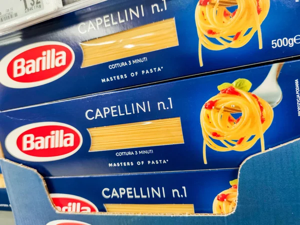 Puilboreau Francia Octubre 2020 Colección Seleccionada Pasta Capellini Expositor Marca — Foto de Stock