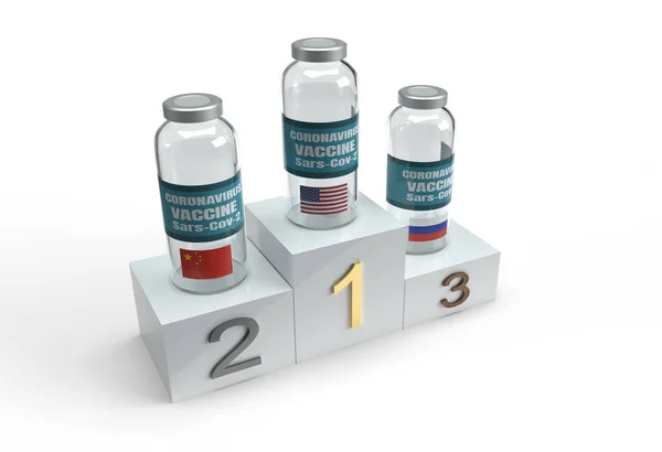 Coronavirus Covid Vaccine Doses Concept Competition Countries — Stock Photo, Image