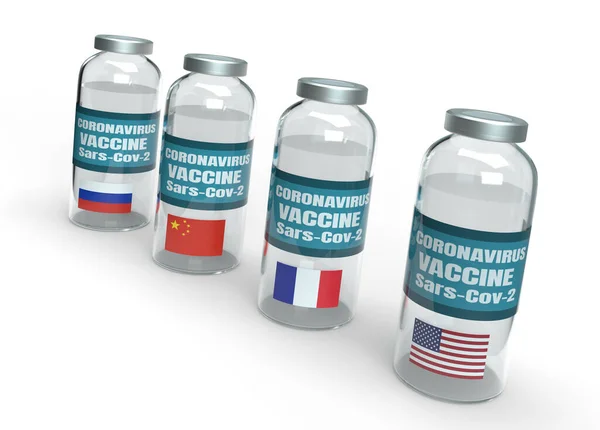 Coronavirus Vaccine Dose Concept Country Flags White Background — Stock Photo, Image